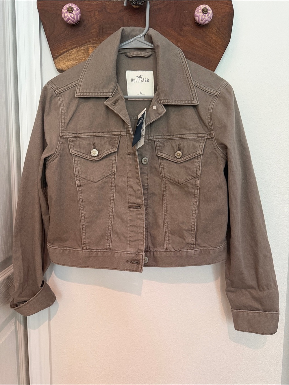 Hollister Women's Taupe Utility Jean Jacket